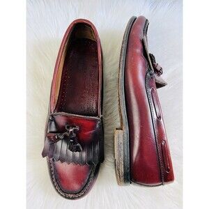 G.H. Bass & Co. Weejuns Burgundy Leather Kiltie Tassel Loafers Mens Size 9.5D